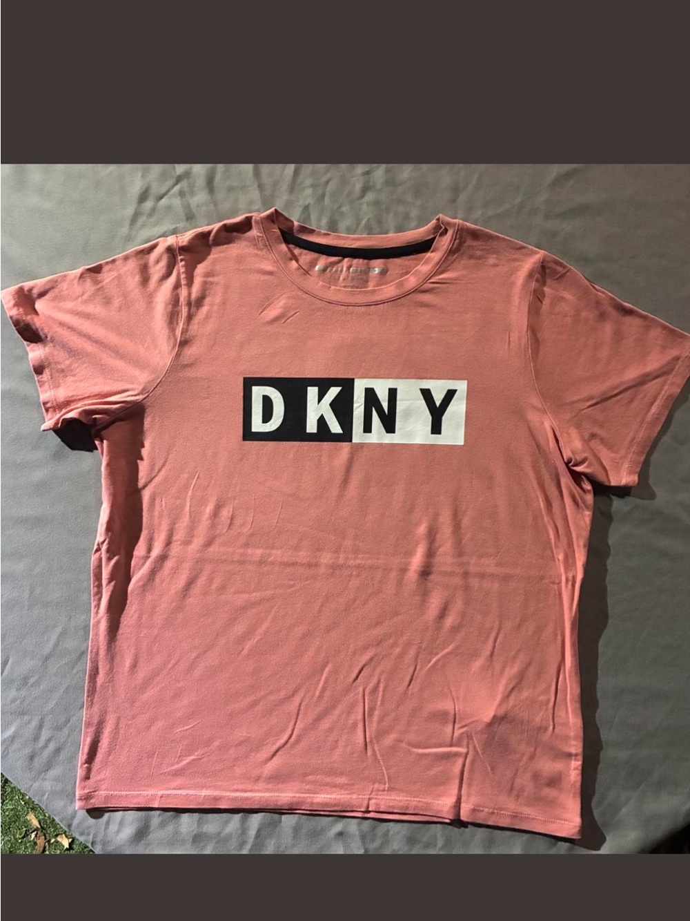 DKNY Men's Dusty Coral Logo Crew Neck Tee